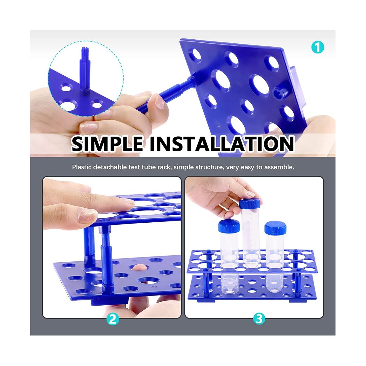 27Pcs 50Ml Plastic Test Tubes with Test Tube Rack,