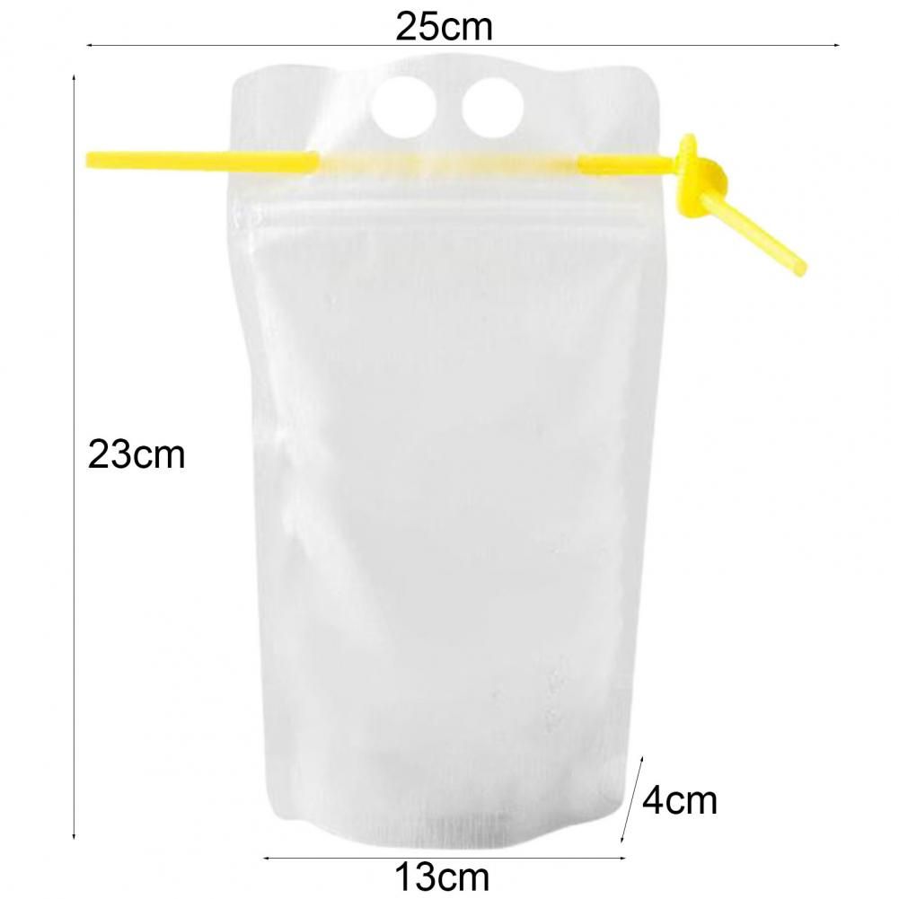 100pcs Disposable Drink Pouch 500ml Reclosable Toting Bags