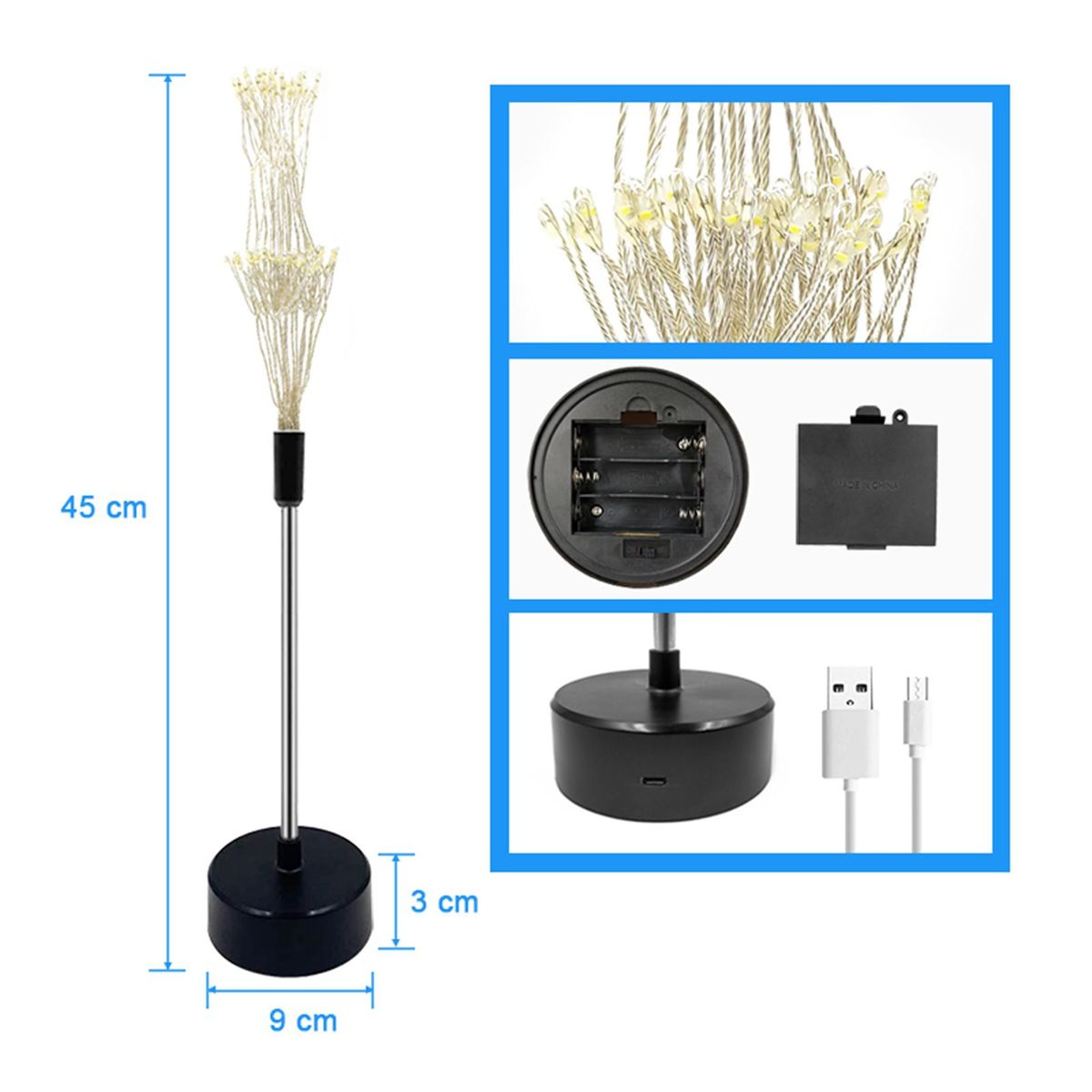 120 LEDs Branch Tree Lights Table Lamp with Remote Contro-l Brightness Adjustable USB Rechargable Batterys Powered IP44 Water Resistance Centerpiece Indoor Outdoor Artificial Decoration  Lighted Tree for Bedroom Party Wedding