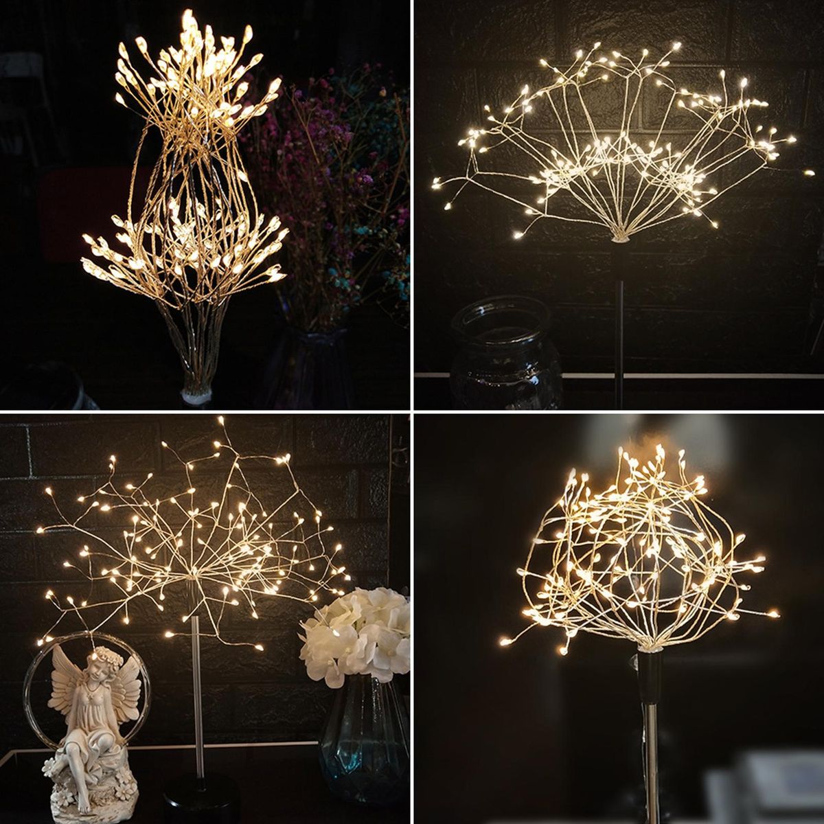 120 LEDs Branch Tree Lights Table Lamp with Remote Contro-l Brightness Adjustable USB Rechargable Batterys Powered IP44 Water Resistance Centerpiece Indoor Outdoor Artificial Decoration  Lighted Tree for Bedroom Party Wedding