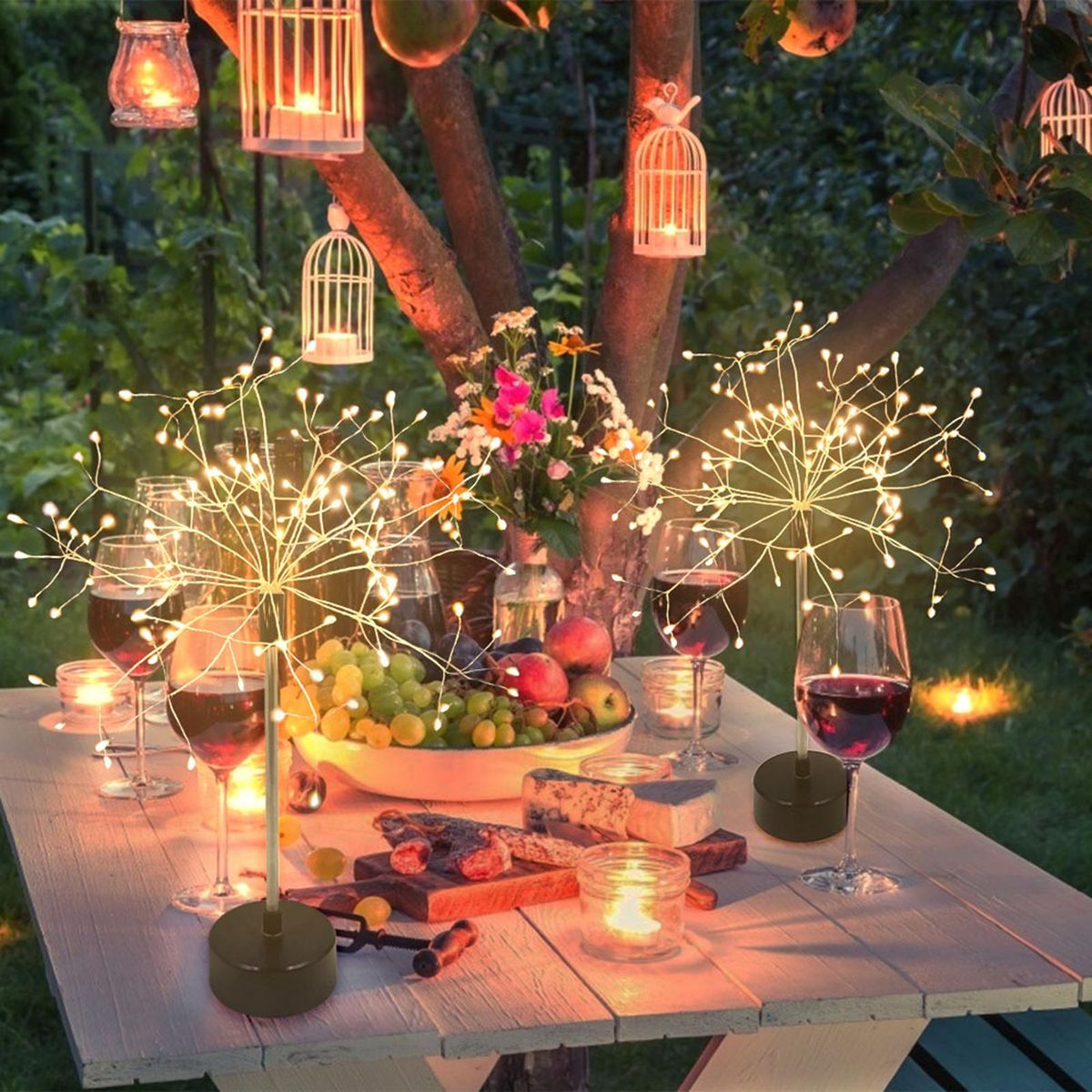 120 LEDs Branch Tree Lights Table Lamp with Remote Contro-l Brightness Adjustable USB Rechargable Batterys Powered IP44 Water Resistance Centerpiece Indoor Outdoor Artificial Decoration  Lighted Tree for Bedroom Party Wedding