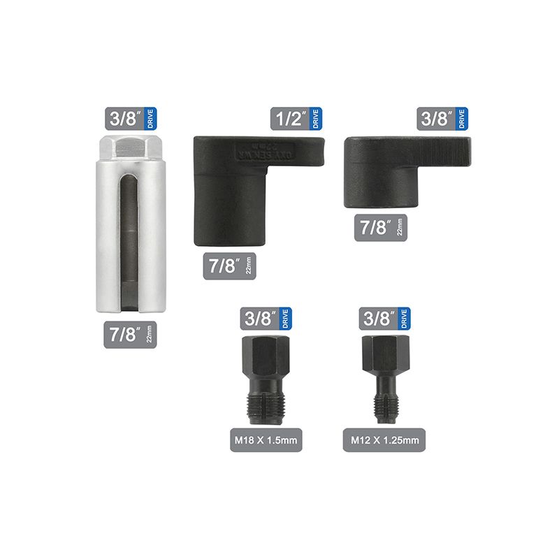 5 PC 1/2" 22mm Oxygen Lambda Sensor Remove Socket Set Kit Thread Chasers