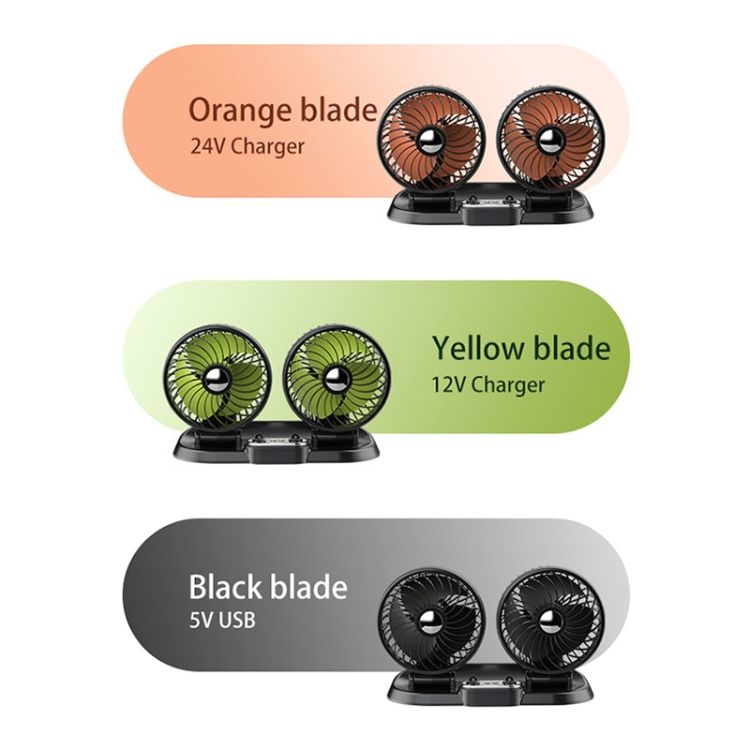 F622U Car Dual Head Fan, Style:USB Universal