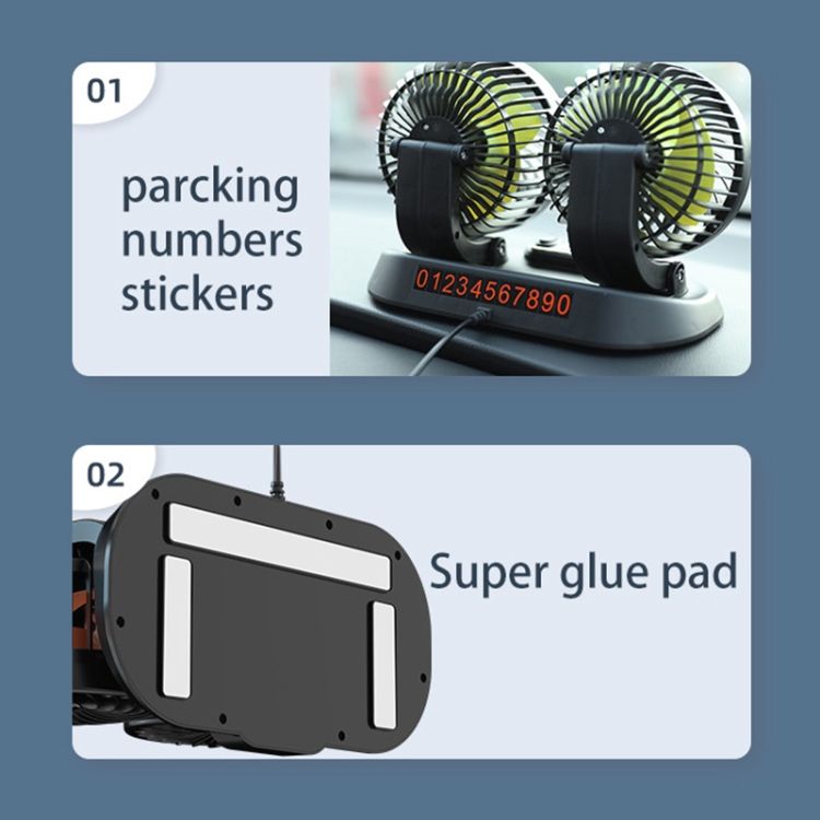F622U Car Dual Head Fan, Style:USB Universal
