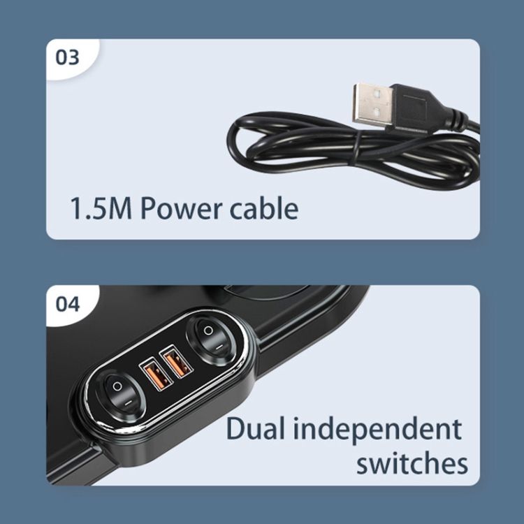 F622U Car Dual Head Fan, Style:USB Universal