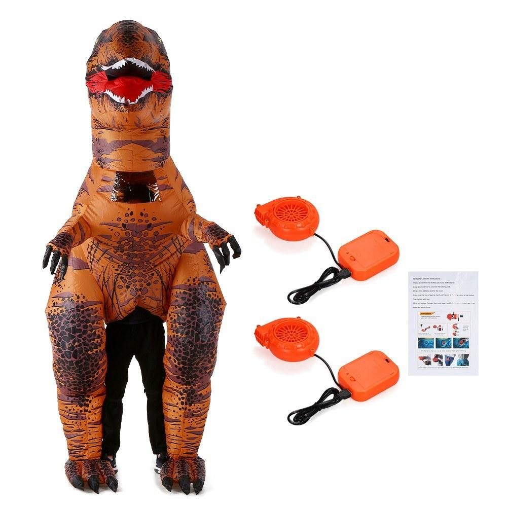 Adults Super Tyrannosaurus Inflatable Costume Props Blow Up Inflatable Fancy Dress for Halloween Cosplay Party Stage Performance