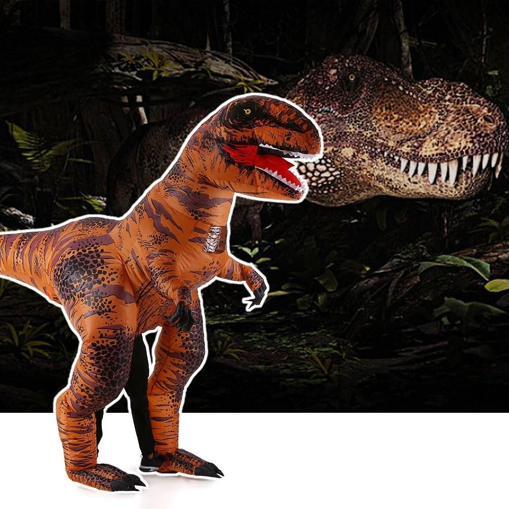 Adults Super Tyrannosaurus Inflatable Costume Props Blow Up Inflatable Fancy Dress for Halloween Cosplay Party Stage Performance