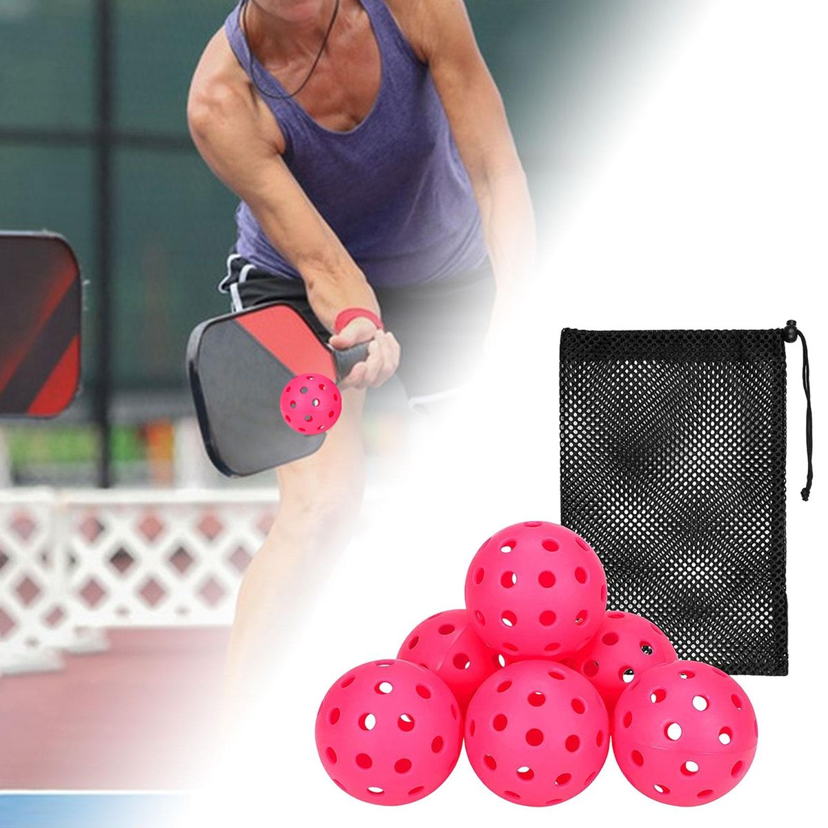 6 Pieces 40 Holes Pickleball Balls Pickle Balls Sports