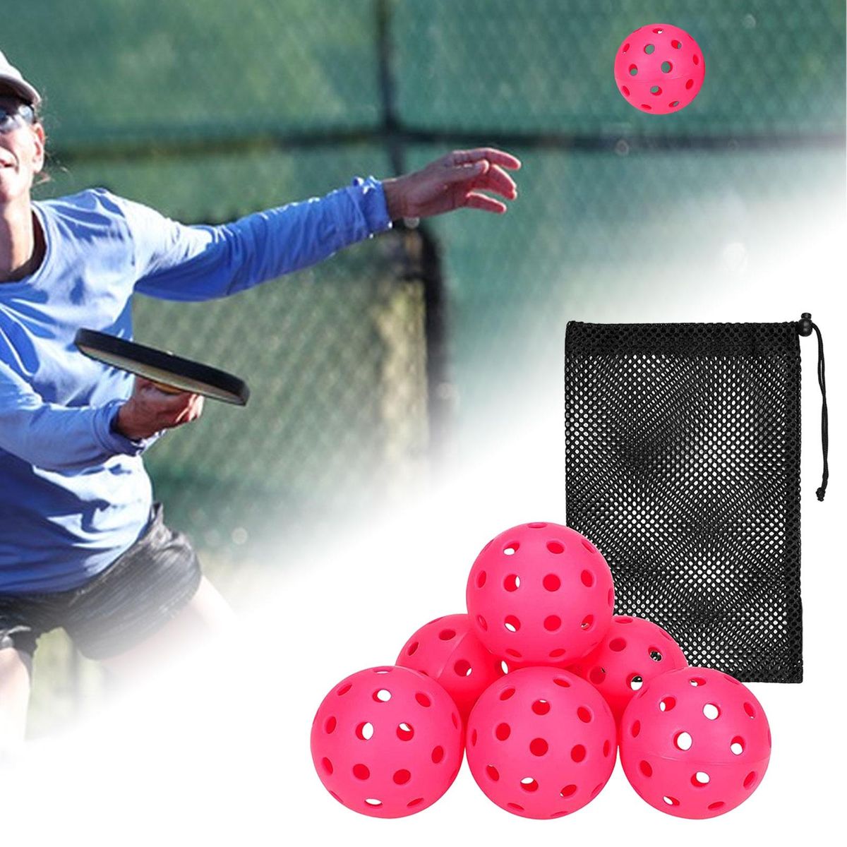 6 Pieces 40 Holes Pickleball Balls Pickle Balls Sports
