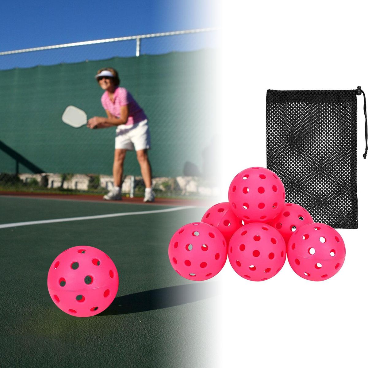 6 Pieces 40 Holes Pickleball Balls Pickle Balls Sports