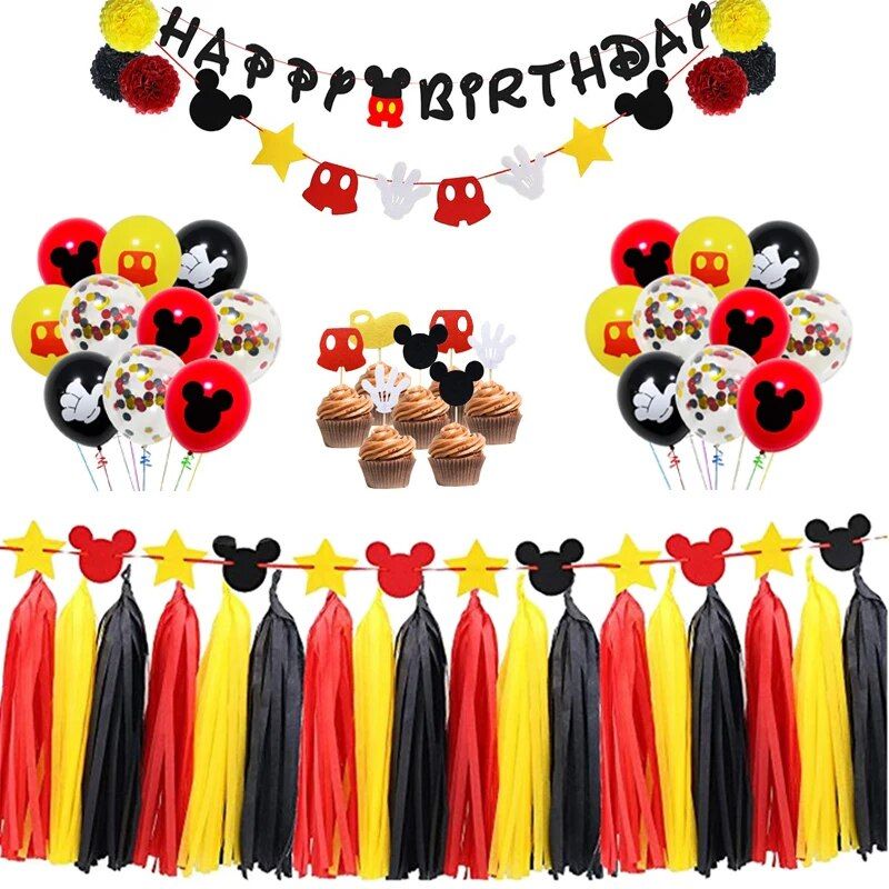 Mickey Mouse First Birthday Decorations Set Happy