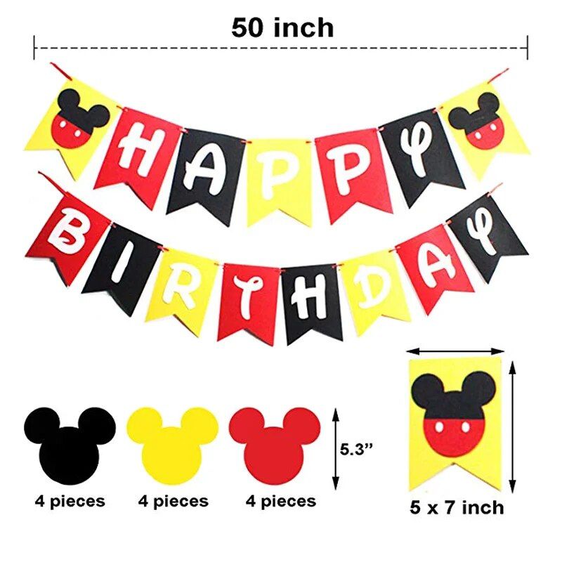 Mickey Mouse First Birthday Decorations Set Happy