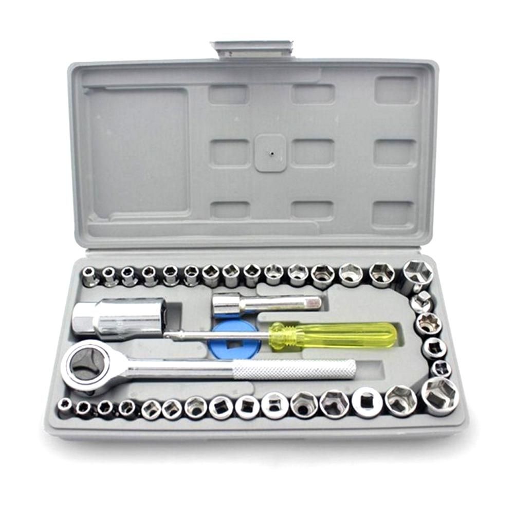 40pcs Spanner Socket Set Multifunctional Car Motorcycle Repairing Wrench Socket Set High Carbon Steel Hand Tools Kits Car Repairing Toolbox