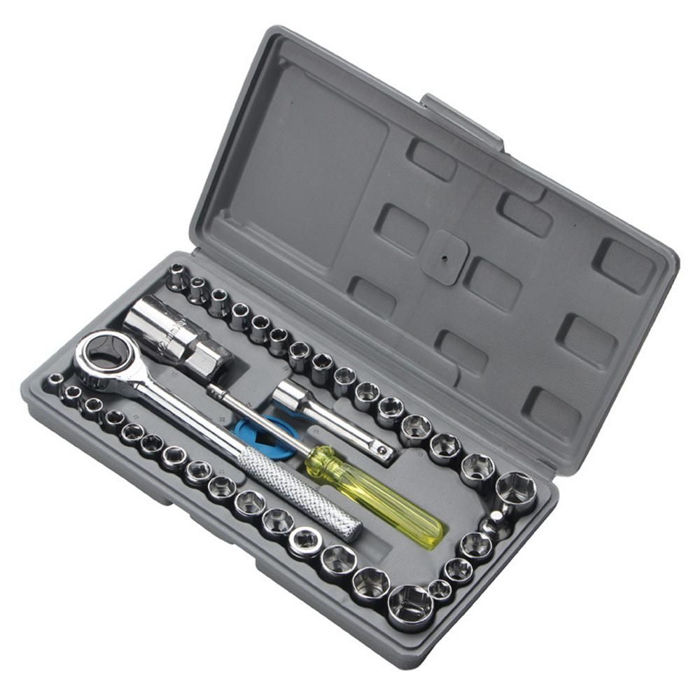 40pcs Spanner Socket Set Multifunctional Car Motorcycle Repairing Wrench Socket Set High Carbon Steel Hand Tools Kits Car Repairing Toolbox