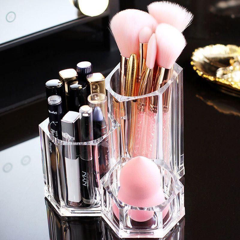 Transparent Desktop Makeup Brush Storage Tube Comb Lipstick Storage Box Eyeliner Makeup Eyebrow Pencil Makeup Brush Holder Box