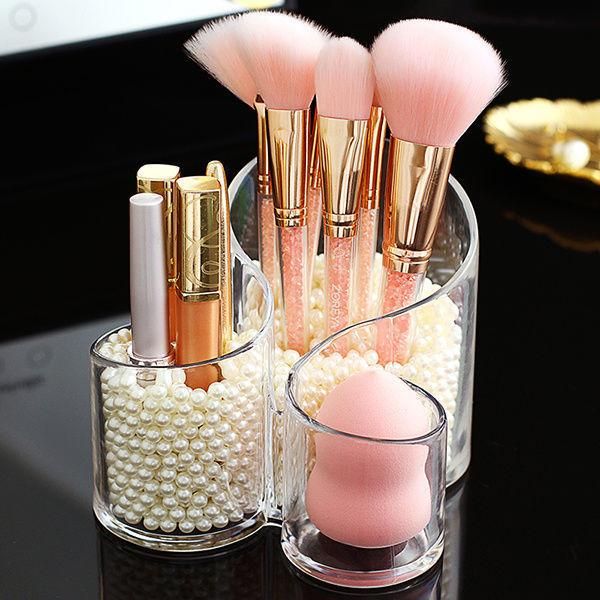 Transparent Desktop Makeup Brush Storage Tube Comb Lipstick Storage Box Eyeliner Makeup Eyebrow Pencil Makeup Brush Holder Box