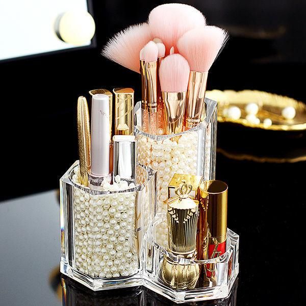 Transparent Desktop Makeup Brush Storage Tube Comb Lipstick Storage Box Eyeliner Makeup Eyebrow Pencil Makeup Brush Holder Box