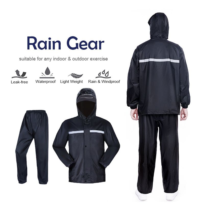 High Quality Waterproof Raincoat PVC Night Reflect Hooded Outdoor Rainwear