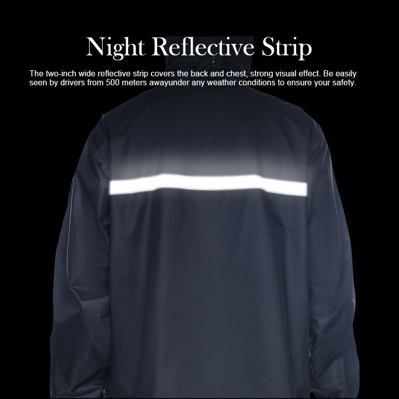 High Quality Waterproof Raincoat PVC Night Reflect Hooded Outdoor Rainwear