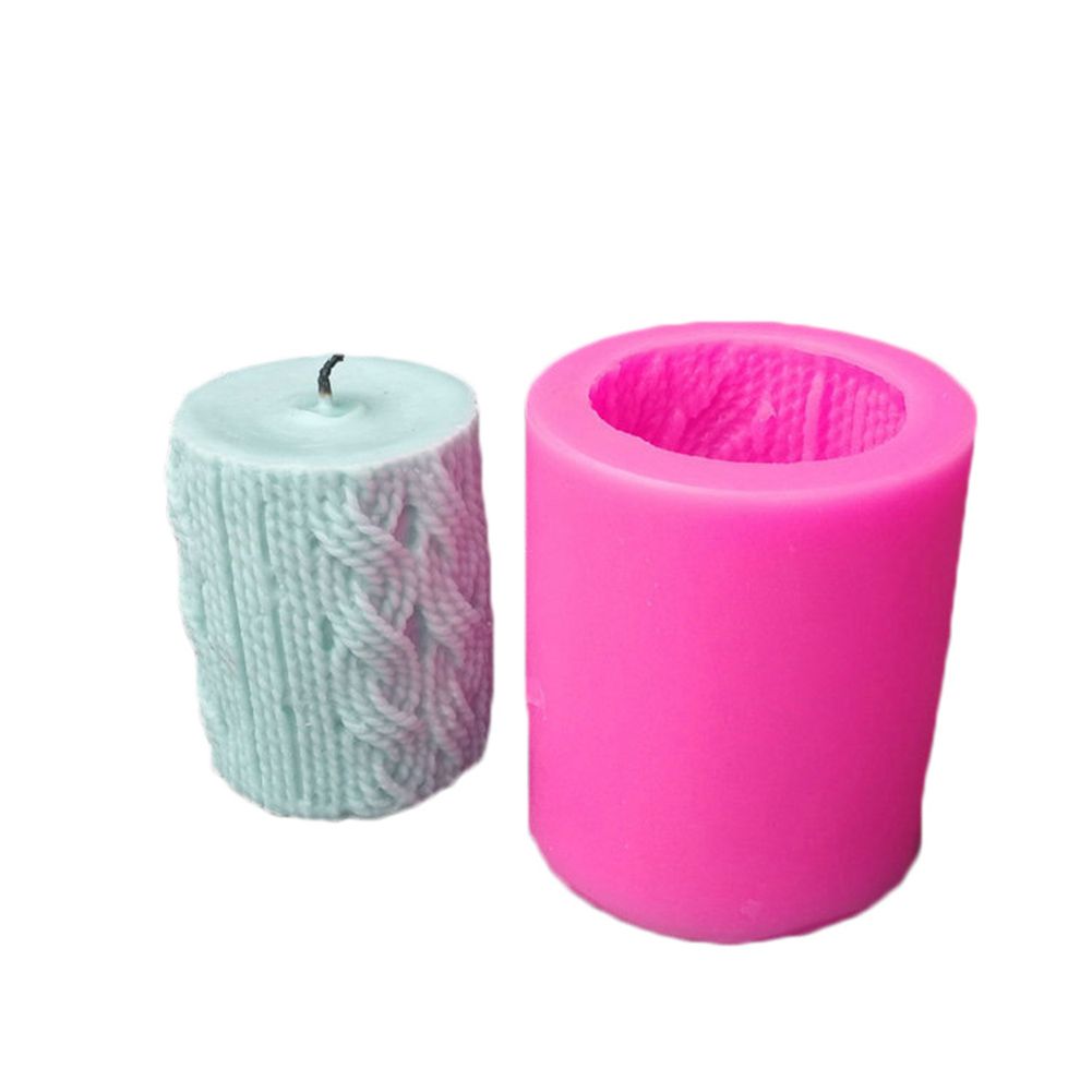 3D Knitting Wool Cylinder Silicone Candle Silicone Mould