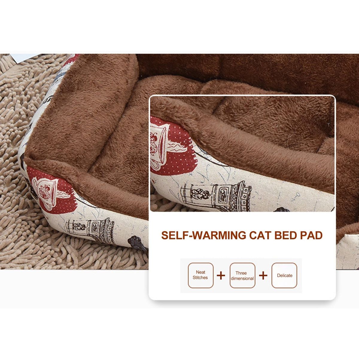 Self-Warming Cat Bed Pad Dogs Cushion Bed Soft Comfortable