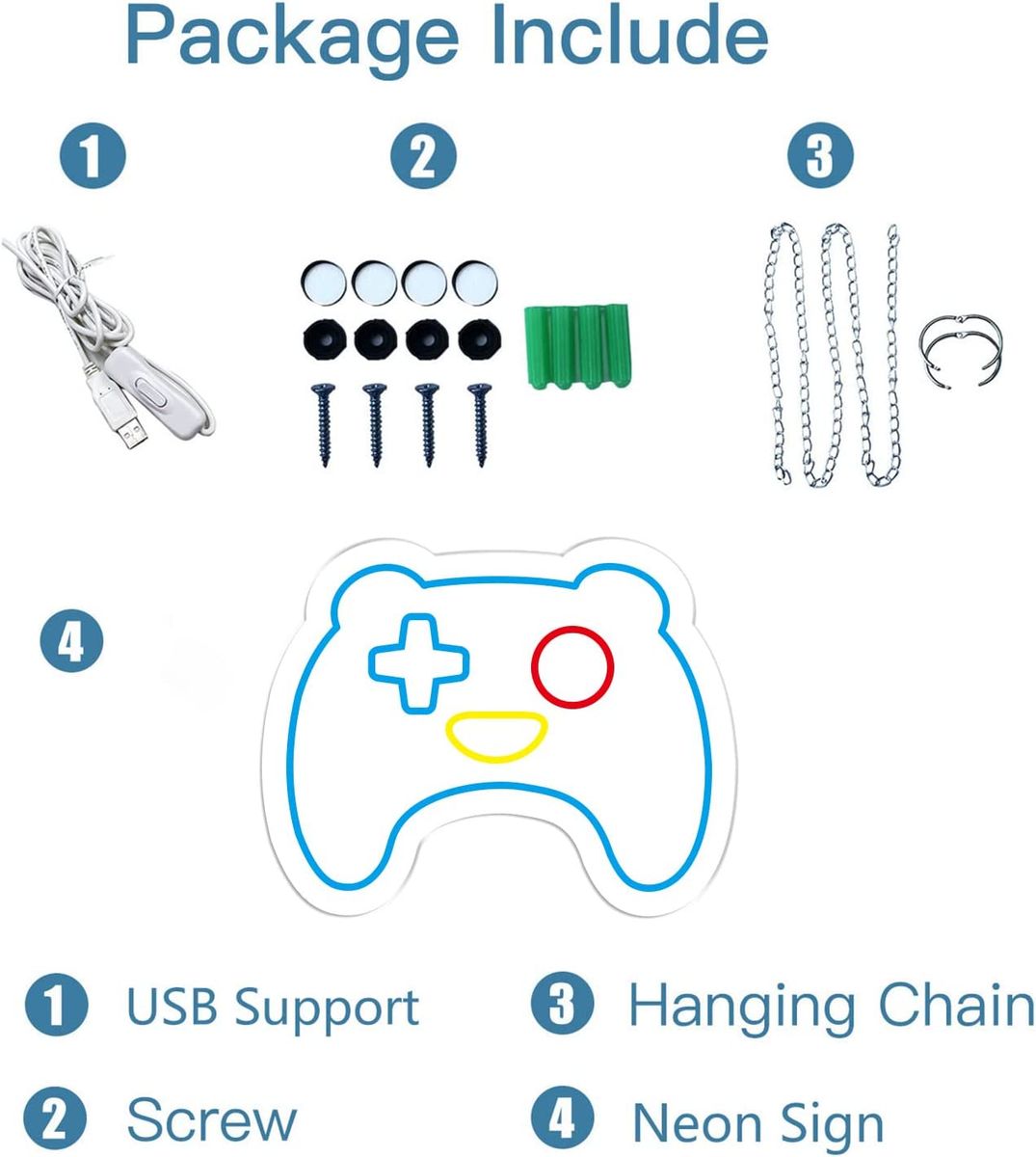 LED GAMER Neon Light Logo Handle Controller Shape Lighting