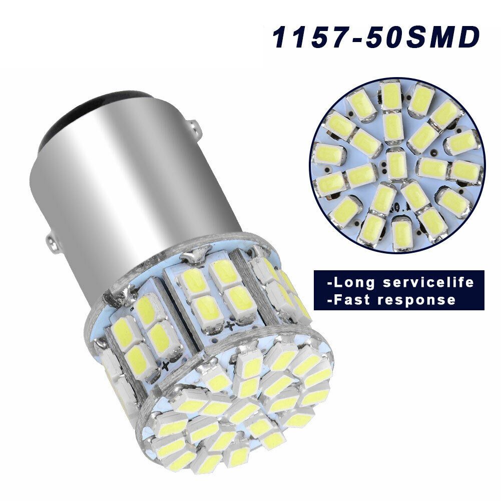 2Pcs 6000K White 1157 50SMD Tail Brake LED Lights Bulb