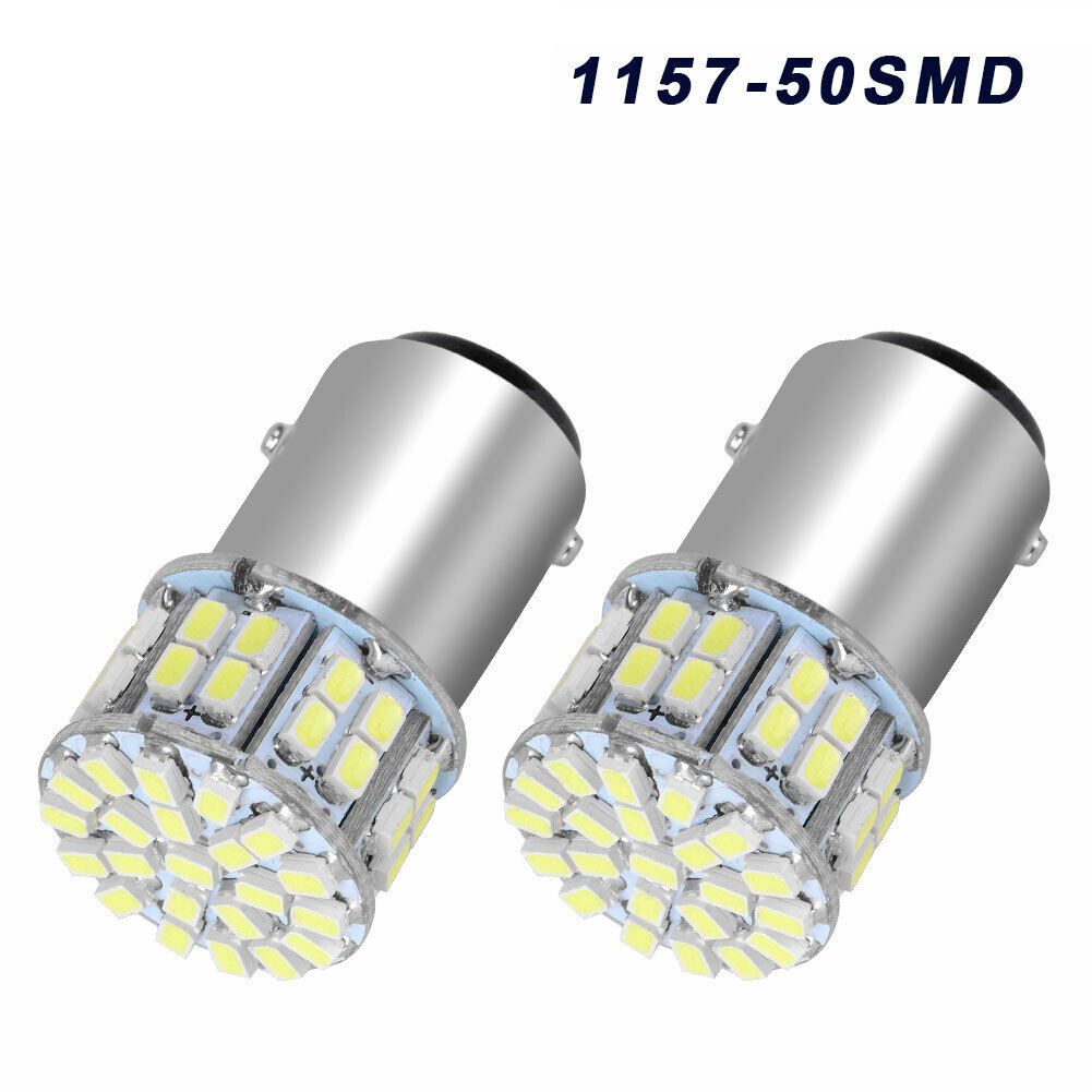 2Pcs 6000K White 1157 50SMD Tail Brake LED Lights Bulb