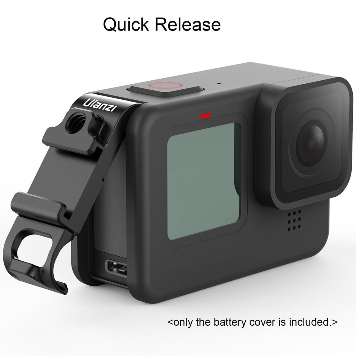 Ulanzi G9-6 Multi-functional Action Camera Battery Cover Removeable Metal Battery Door Type-C Charging Port Adapter with Cold Shoe Mount 1/4 Inch   Screw Hole Vlog Accessory Replacement for GoPro Hero 10/9