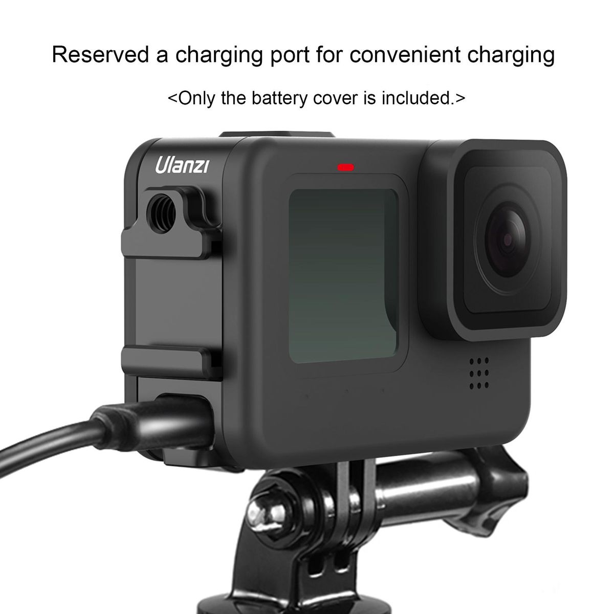 Ulanzi G9-6 Multi-functional Action Camera Battery Cover Removeable Metal Battery Door Type-C Charging Port Adapter with Cold Shoe Mount 1/4 Inch   Screw Hole Vlog Accessory Replacement for GoPro Hero 10/9