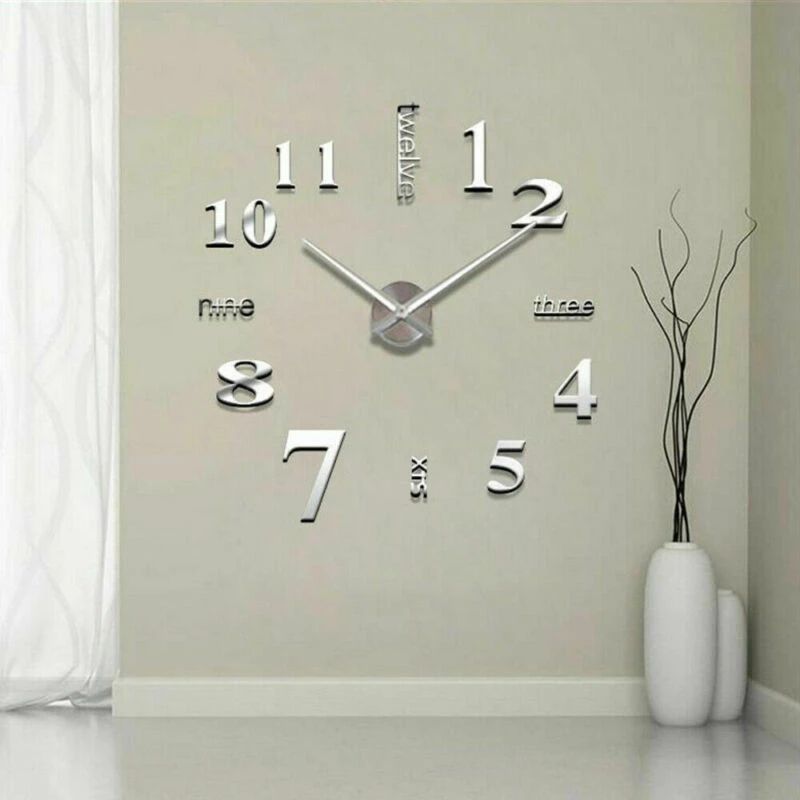3D Mirror Number Wall Clock Stickers