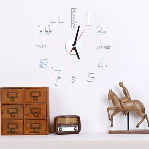 3D Mirror Number Wall Clock Stickers