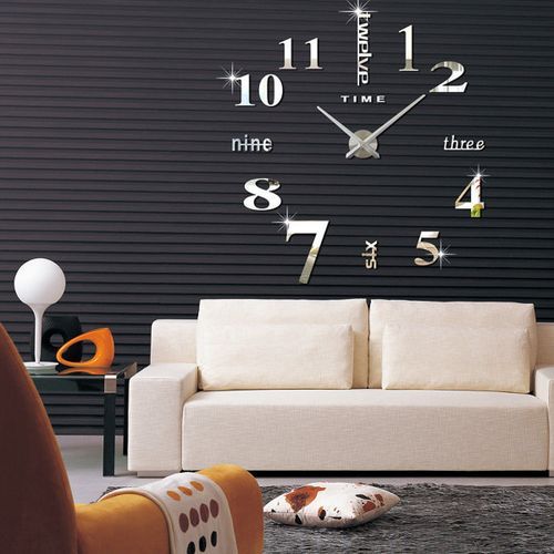 3D Mirror Number Wall Clock Stickers