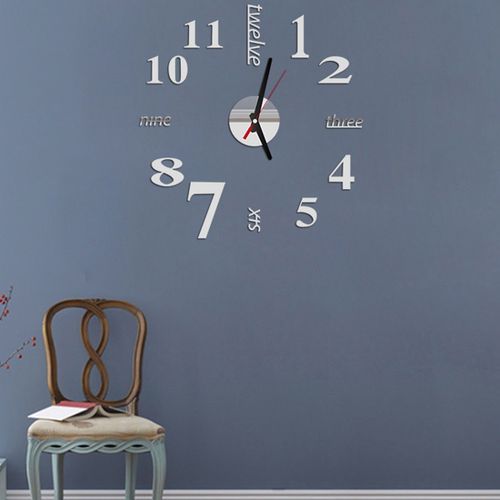 3D Mirror Number Wall Clock Stickers