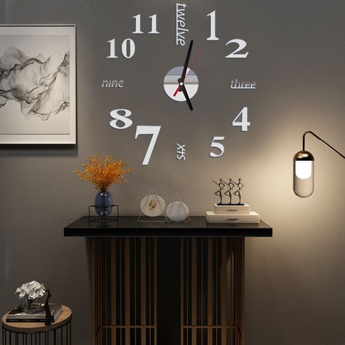 3D Mirror Number Wall Clock Stickers