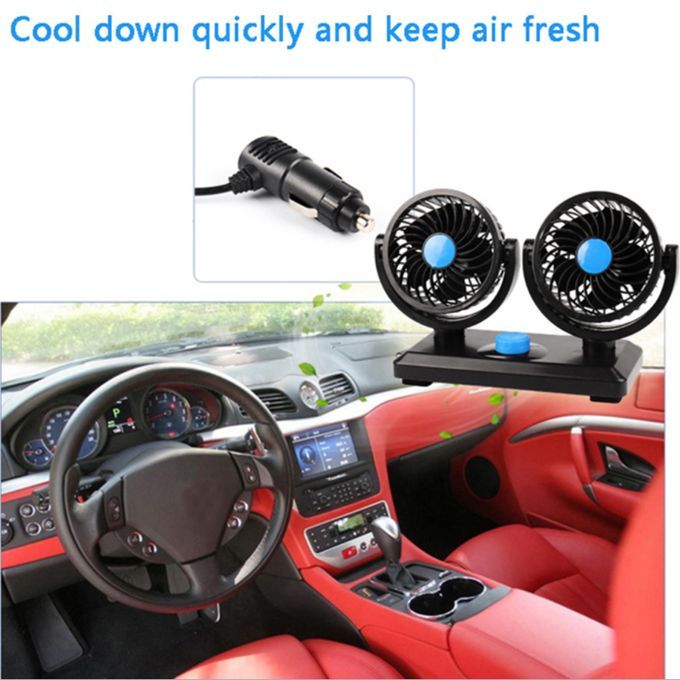 Portable Electric Vehicle Truck Van Auto Cooling Fan Dual Head