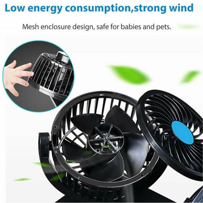 Portable Electric Vehicle Truck Van Auto Cooling Fan Dual Head