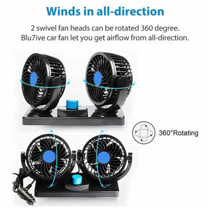 Portable Electric Vehicle Truck Van Auto Cooling Fan Dual Head