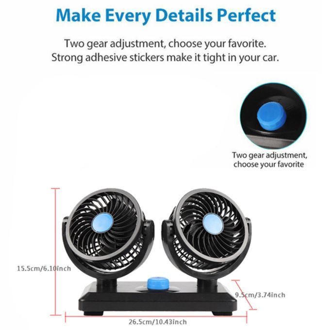 Portable Electric Vehicle Truck Van Auto Cooling Fan Dual Head