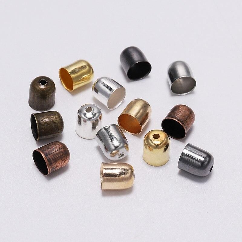 50-100pcs Leather Cords Bracelets Buckle Finding End Tip Tassel Caps 3 4 5 7 8 10 mm Crimp End Beads Caps For DIY Jewelry Making