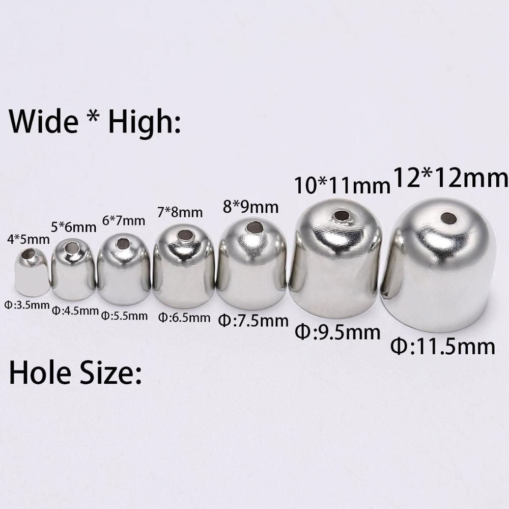 50-100pcs Leather Cords Bracelets Buckle Finding End Tip Tassel Caps 3 4 5 7 8 10 mm Crimp End Beads Caps For DIY Jewelry Making
