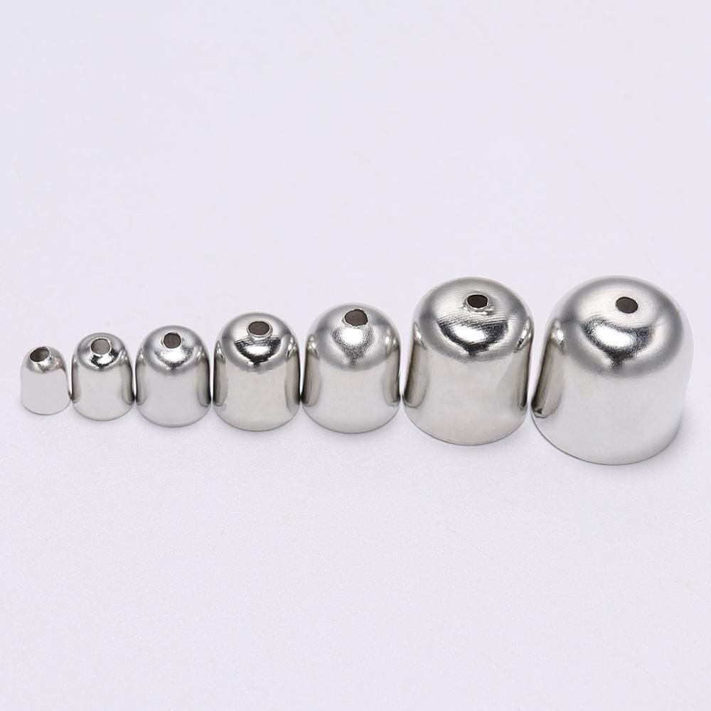 50-100pcs Leather Cords Bracelets Buckle Finding End Tip Tassel Caps 3 4 5 7 8 10 mm Crimp End Beads Caps For DIY Jewelry Making