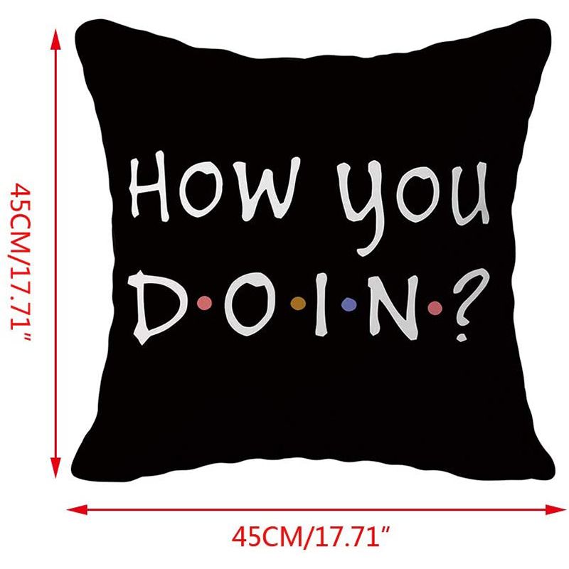 Simple Black Letter Peach Skin Printing Pillowcase