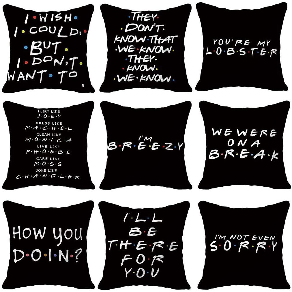 Simple Black Letter Peach Skin Printing Pillowcase
