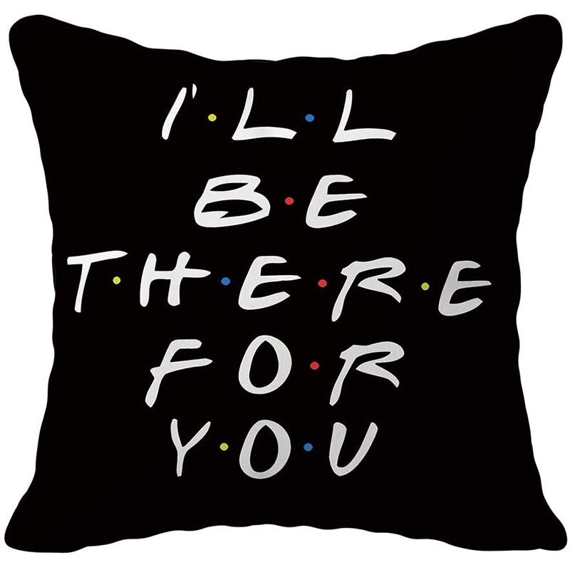 Simple Black Letter Peach Skin Printing Pillowcase