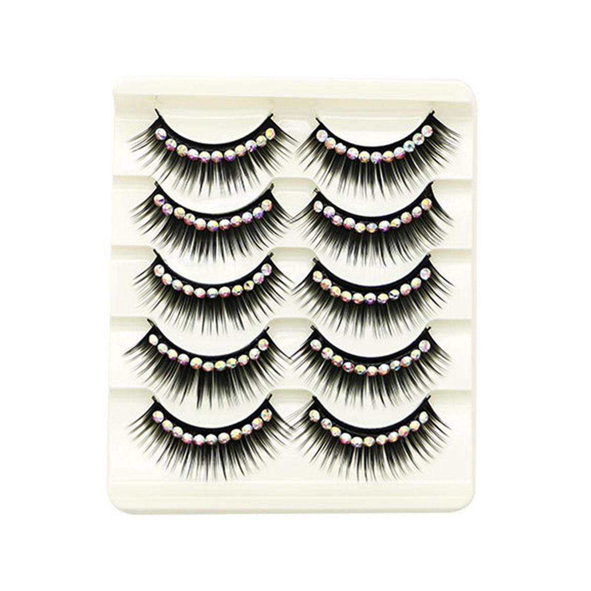 1 Box Rhinestone False Eyelashes Beauty False Eye Cool Black