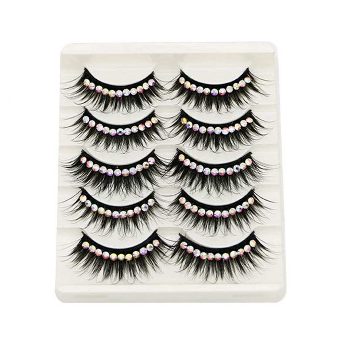 1 Box Rhinestone False Eyelashes Beauty False Eye Cool Black