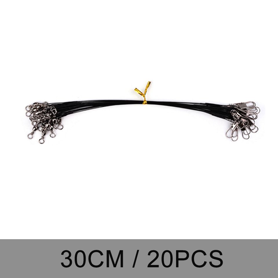 20PCS Steel 15CM-30CM Line Anti Accessory Lead Leash Bite With Wire Leader Steel Fishing Fishing Swivel Wire Core Fishing