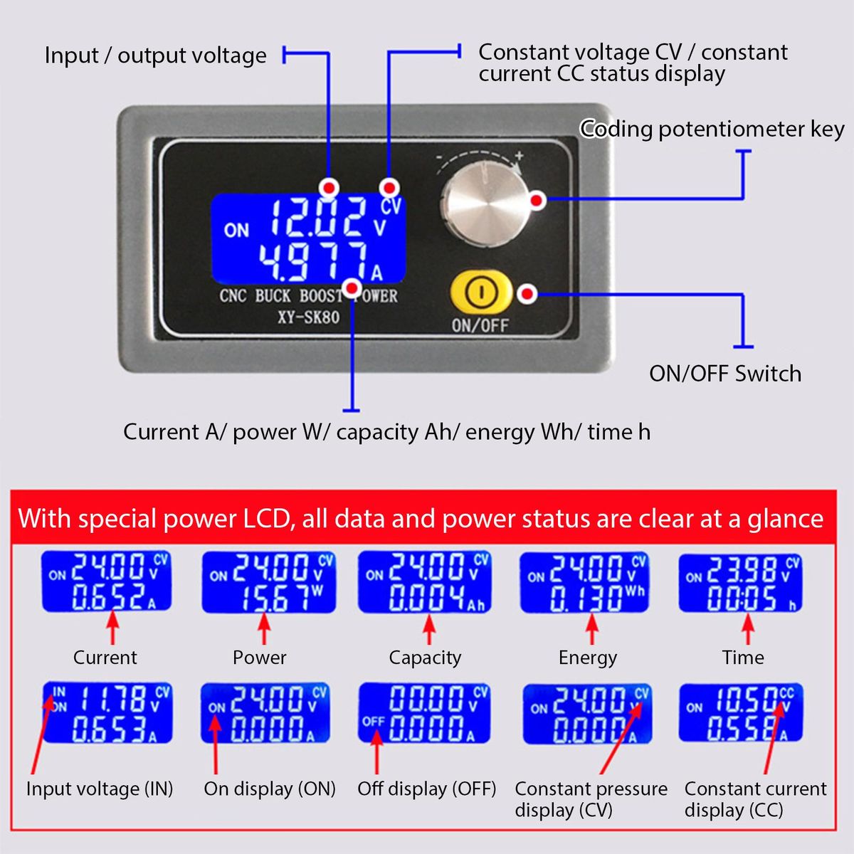 Adjustable Automatic Boost & Step Down Module Constant Voltage Current DC CNC Control Power Supply Module