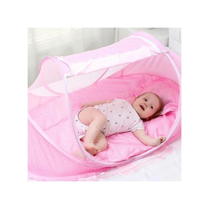 Baby Foldable Baby Crib With Net. PINK